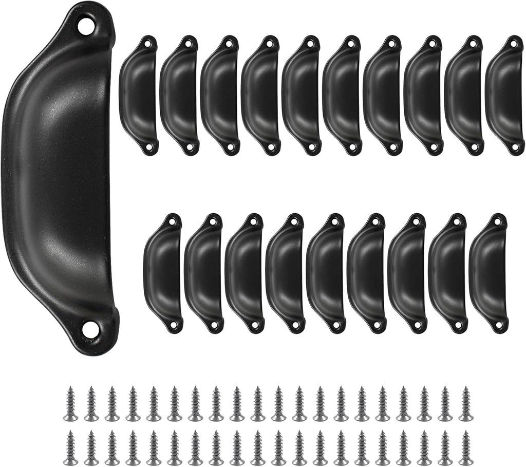 20pcs Antique Cup Drawer Pulls, Black Bin Cup Pulls Knobs, Cabinet Pull Handles , Furniture (3.8 Inch Length, 3.3 Inch