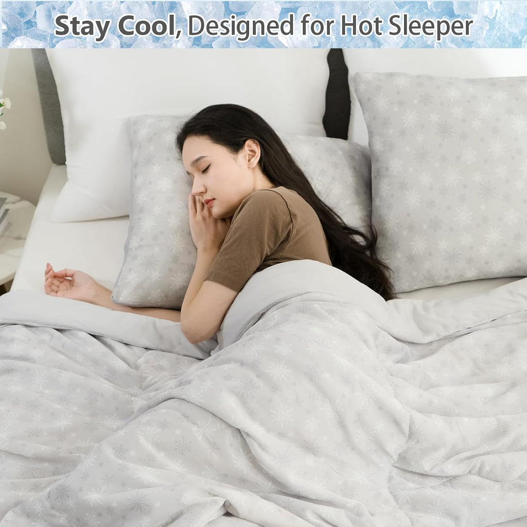 Cooling Comforter Twin Double-Sided Cold Tech Fabric, Cooling Blanket for Hot Sleepers, Q-Max >0.45 Soft Breathable