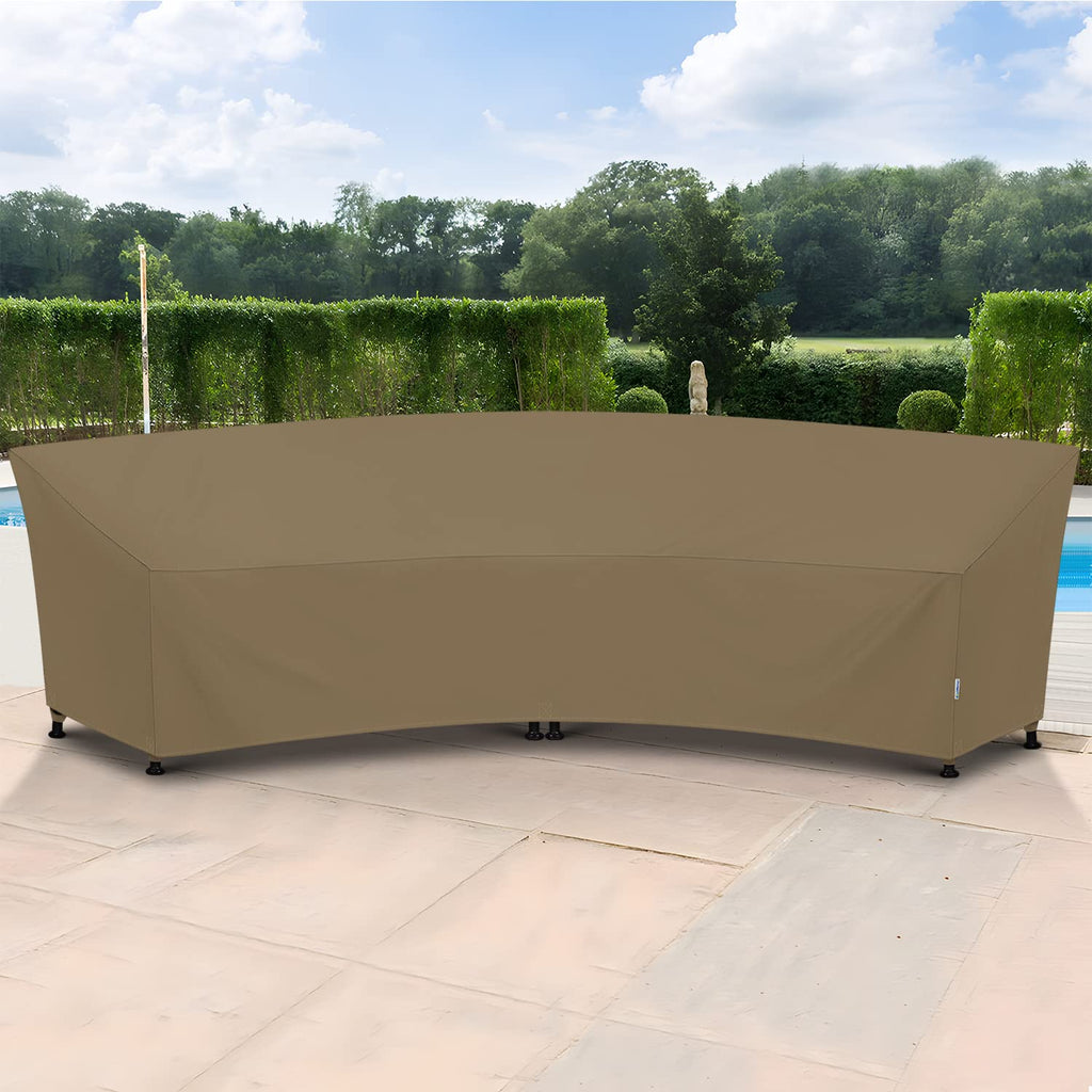 Outdoor Curved Sectional Sofa Cover, Heavy Duty Waterproof Patio Couch Cover, All Weather Protection Furniture