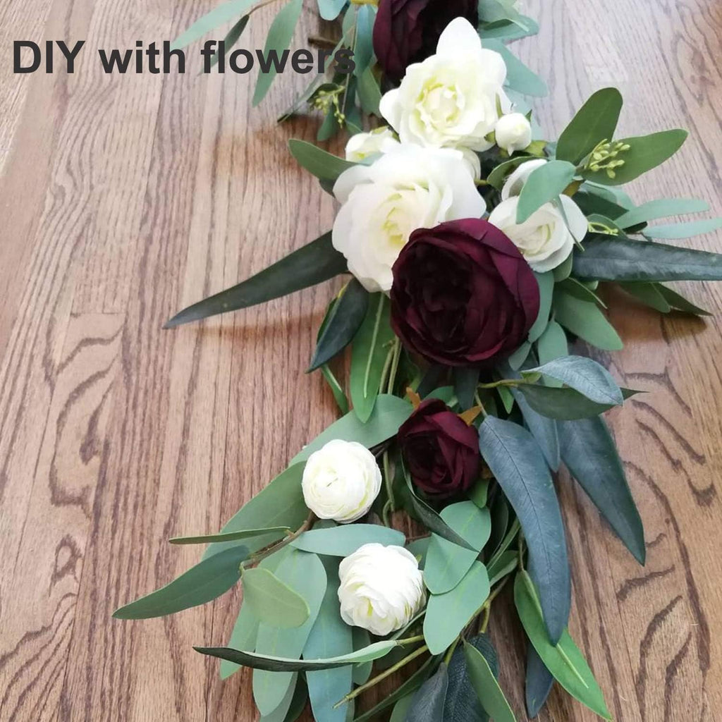 5.5ft Seeded Eucalyptus Garland, Artificial Vines Faux Eucalyptus Leaves Table Garland Artificial Greenery Wedding