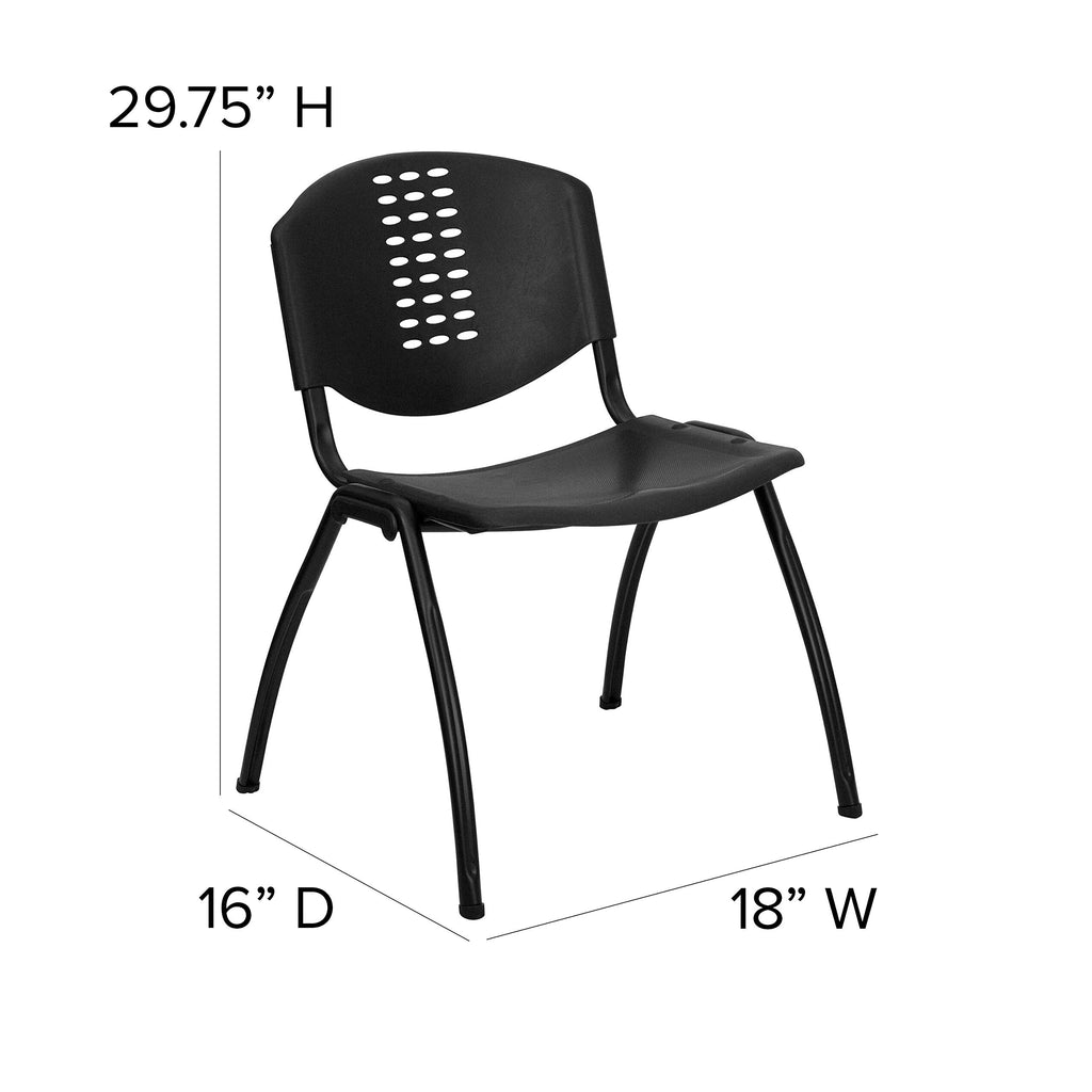Plastic Stack Chair with Oval Cutout Back, Black