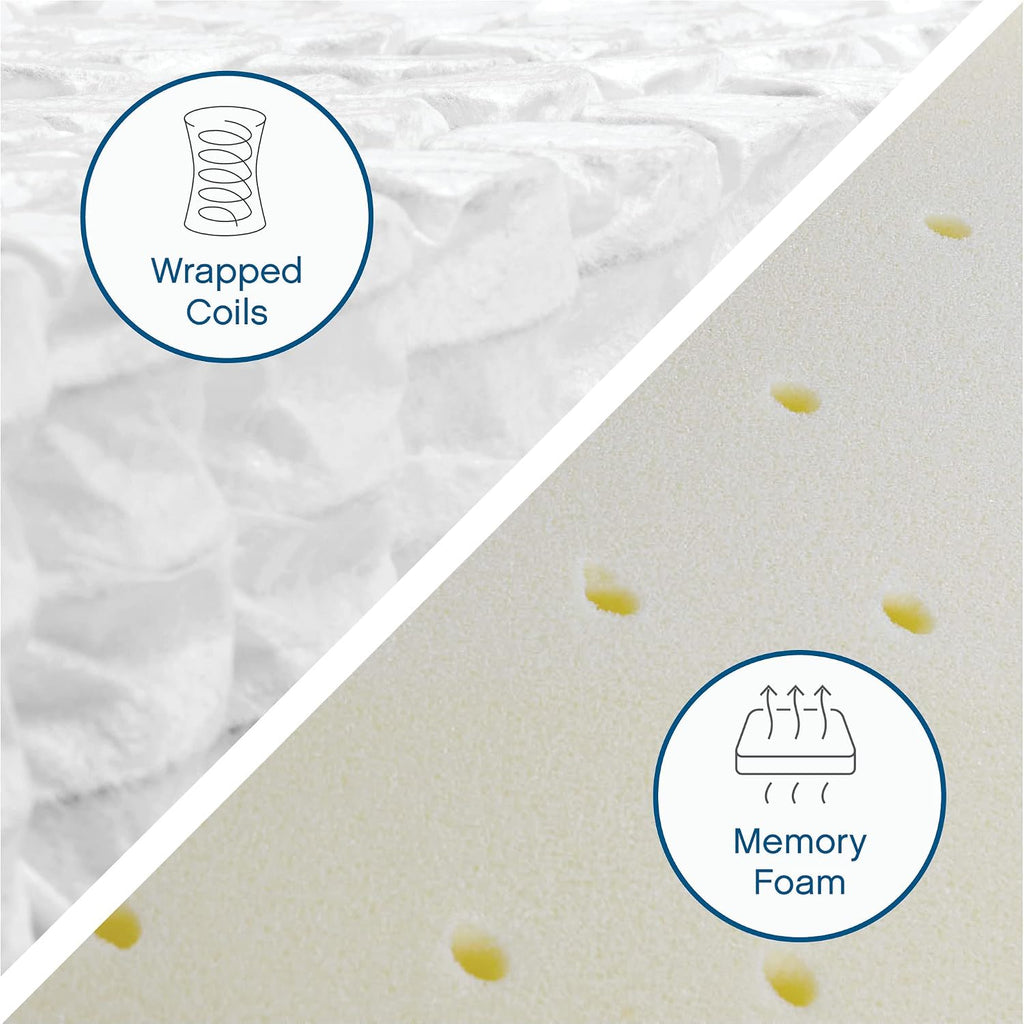 Quilted Hybrid Mattress, 12-Inch Innerspring and Pillow Top Gel Memory Foam Mattress, Fiberglass Free, CertiPUR-US