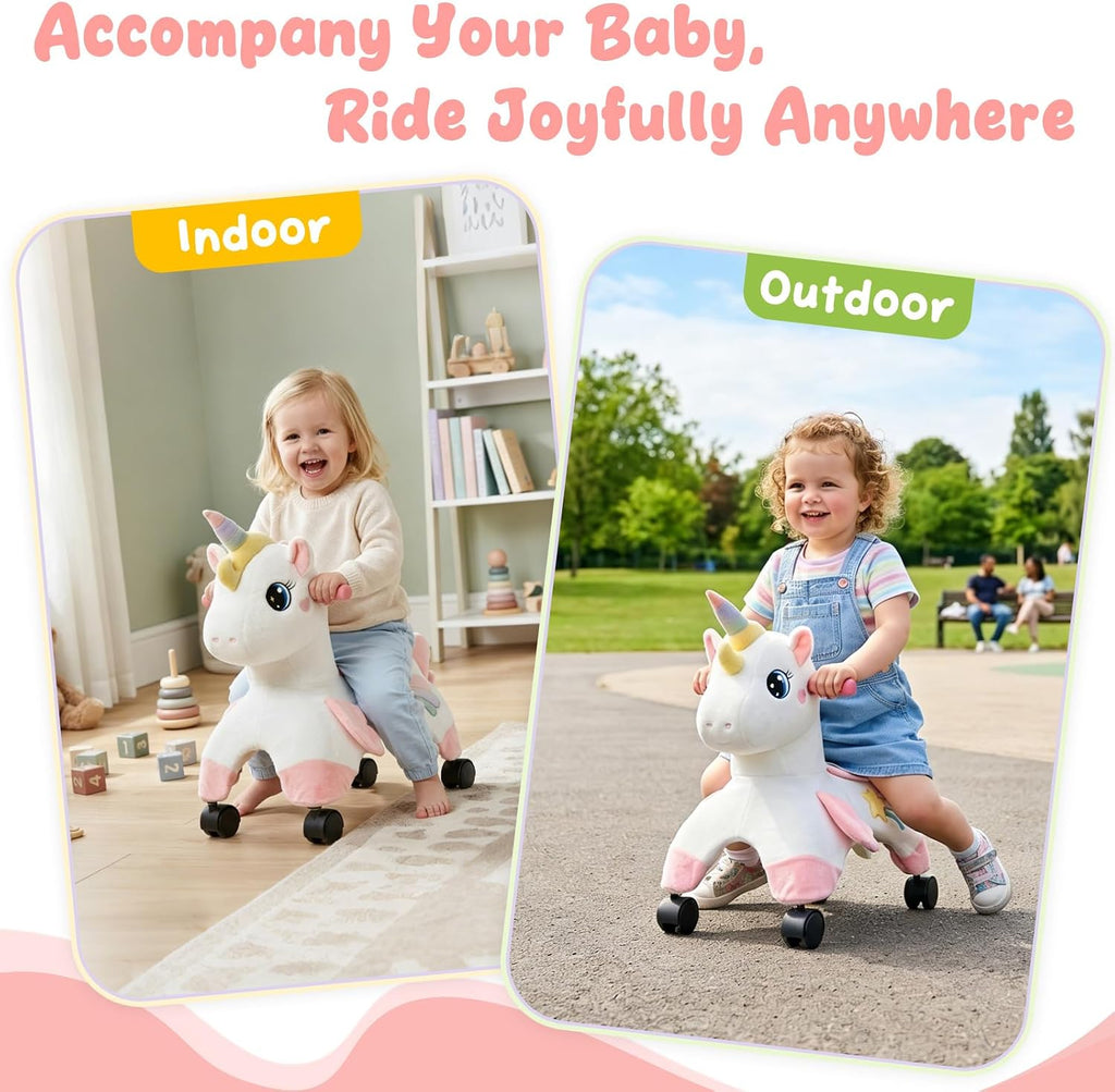 Unicorn Ride On Toys, Toddler Ride On Toys with 360° Wheels, Toddler Bike Designed to Develop Balance & Coordination