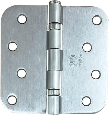 Door Hinges, Satin Nickel, Ball Bearing 4 Inch with 5/8 Inch Radius, 3 Pack