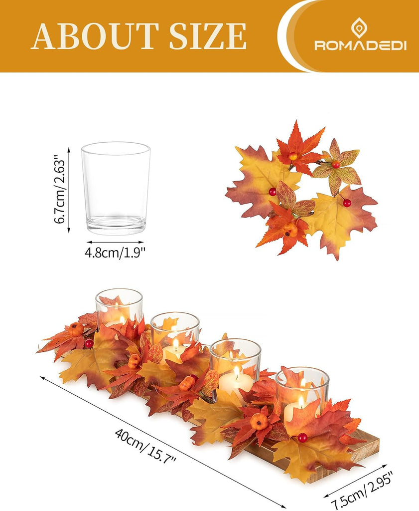 Fall Table Centerpiece, Thanksgiving Decor, 15.7 - Set of 4