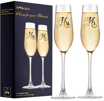 Mr. & Mrs. Champagne Flute Set, Wedding Decor - His and Hers, Wedding Toasting Glasses for Engagement Celebrations