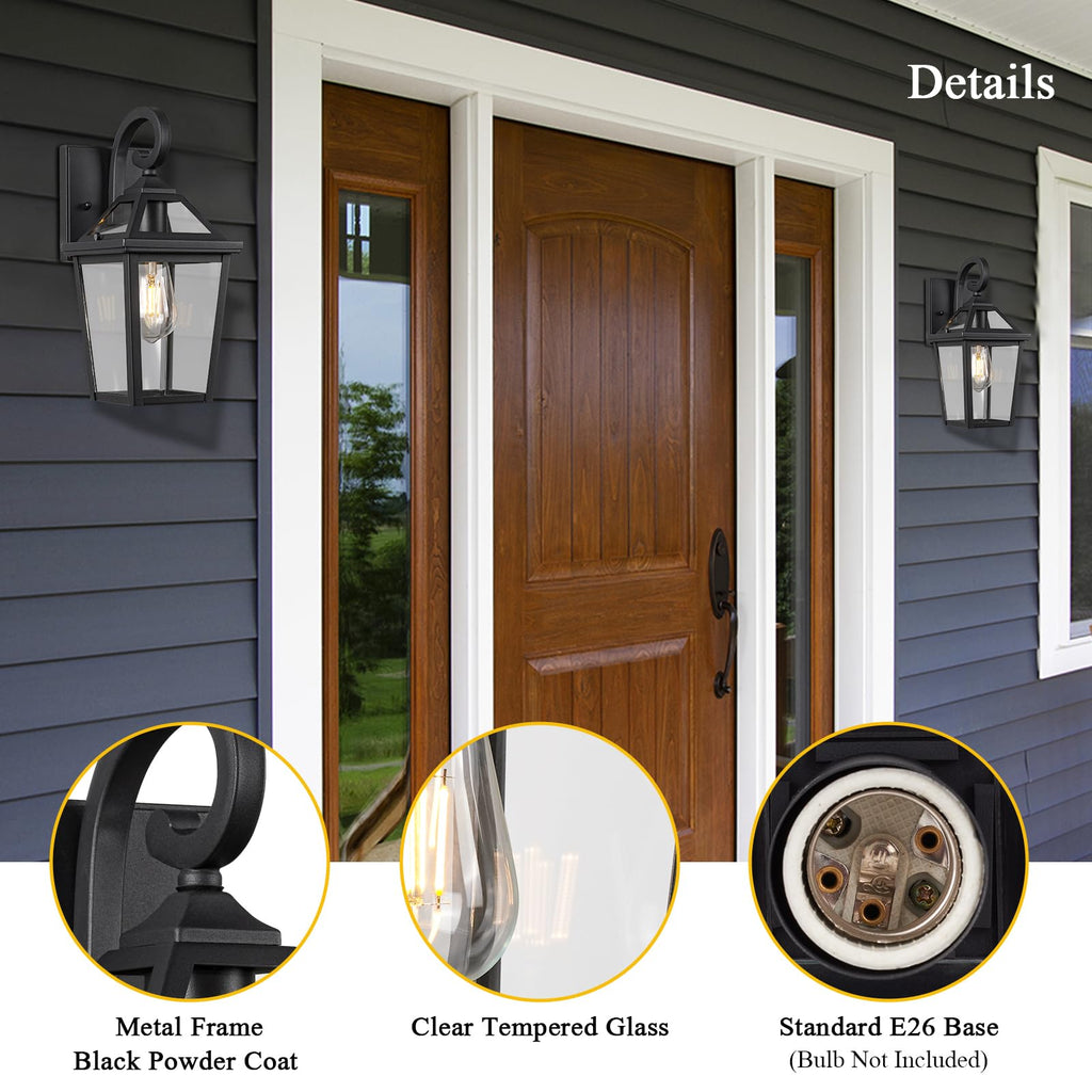 Colonial Outdoor Light Fixture Wall Mount, Exterior Light Fixture Wall Sconces with Clear Glass for Front Porch