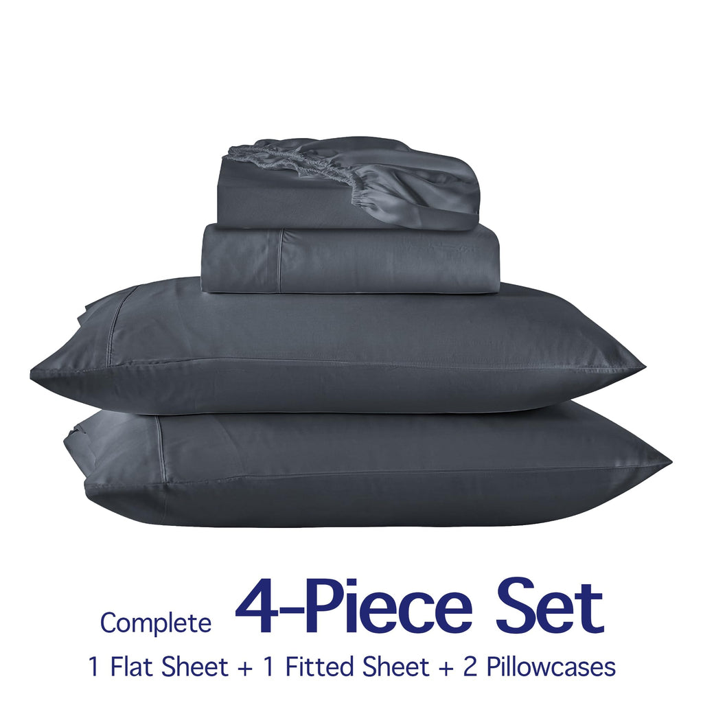 100% Viscose from Bamboo Sheets, Deep Gray 4-Piece