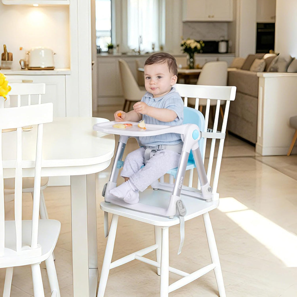 3-in-1 Toddler Booster Seat Chair & Dining Table with Removable Tray and Safety Straps, Portable& Foldable Babies