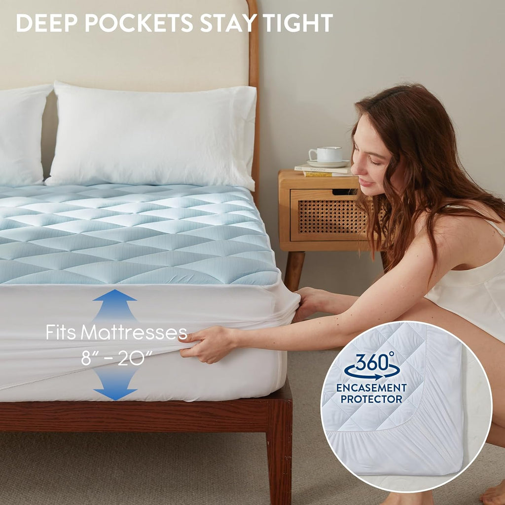 Cooling Mattress Topper King,Gel-Infused Memory Foam Mattress Pad | 1/2 inch Breathable Ventilated Design, Light Soft