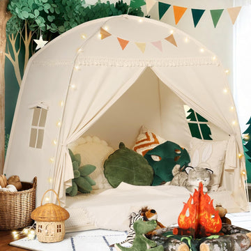 Large Teepee Tent for Kids - Tent for Kids Indoor Kids Teepee for Boys & Girls - Playhouse Inside Canopy Bed