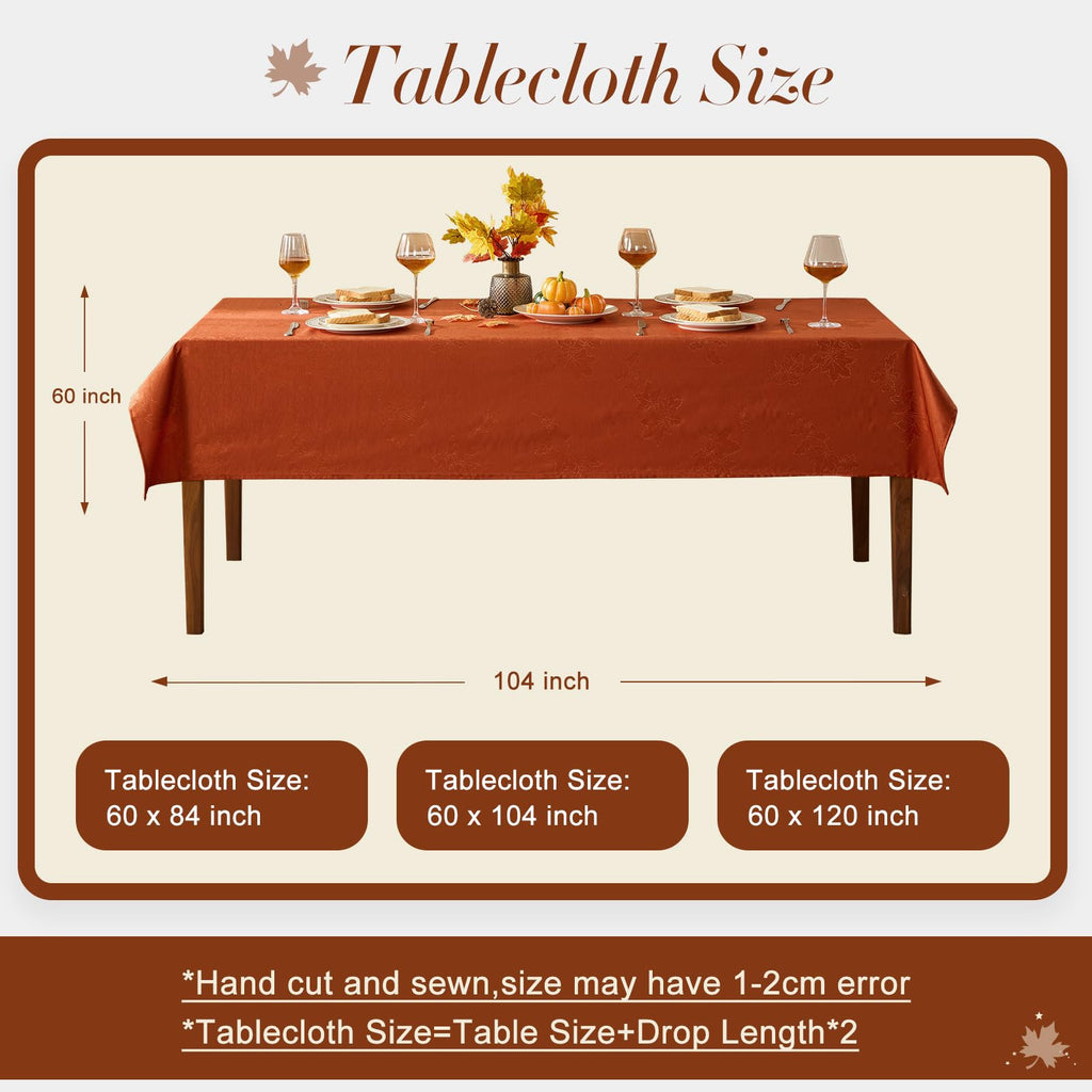 Fall Jacquard Rectangle Tablecloth 60 x 84 Inch Thanksgiving Decor