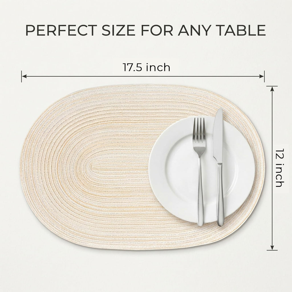 Placemats Set of 4, Woven Oval Braided Dining Table Mats(Beige)