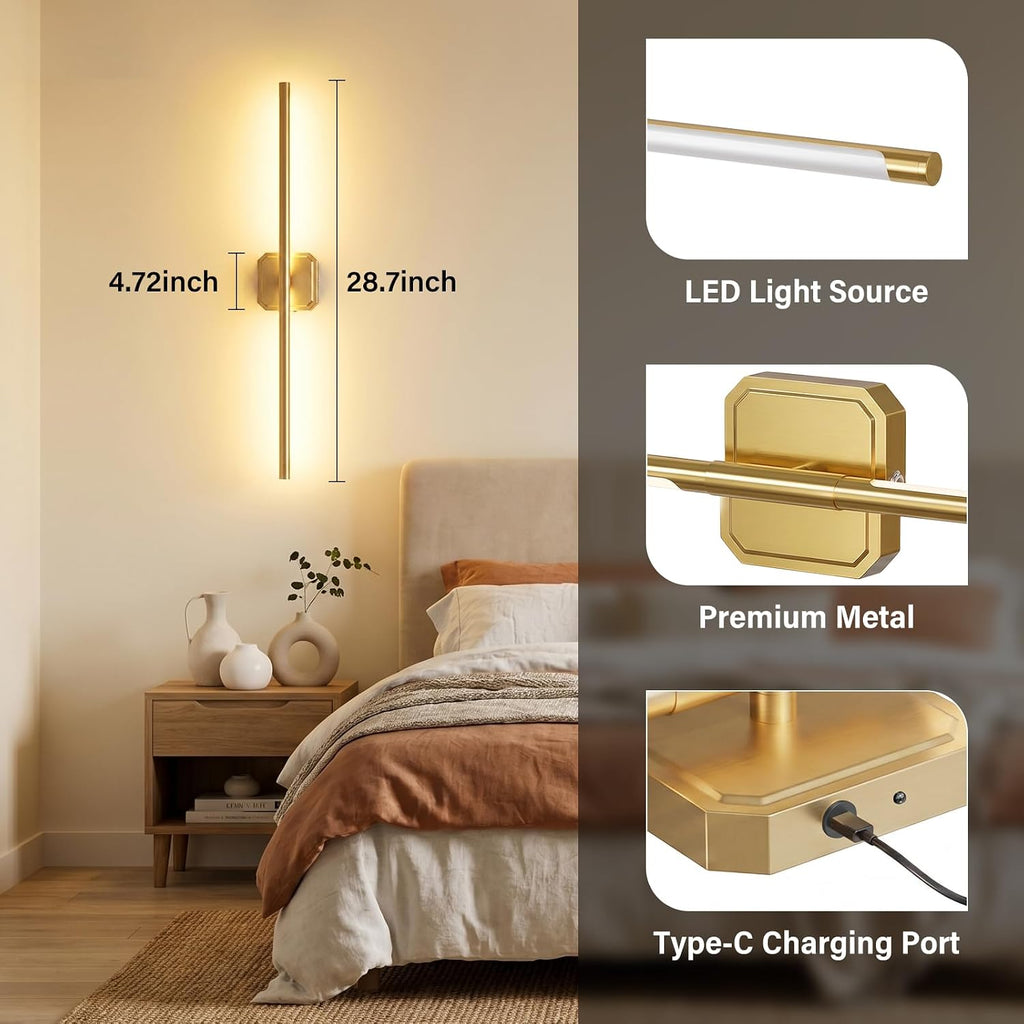 Battery Operated Wall Sconces Set of 2: Rechargeable Wall Lights with Remote Control, 2700K-6000K Dimmable LED Wall