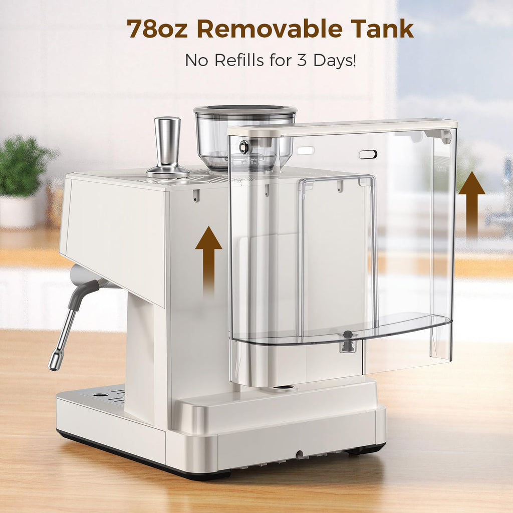 15-Bar Expresso Coffee Machines, Commercial Espresso Machine with Grinder, Milk Frother/Steam Wand & Tamping Tools