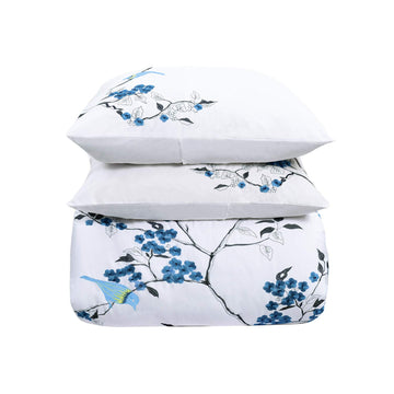 Cherry Garden Cotton 200 Thread Count Duvet Cover Set, Comforter Cover, Bed Essentials, Embroidered Cherry Tree with
