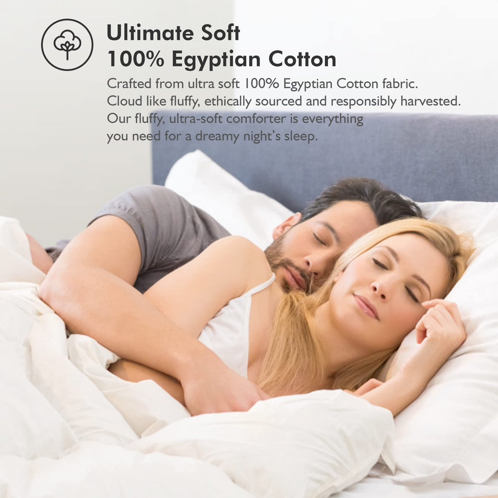 Luxurious White Solid Medium Weight, Queen Size Goose Feathers Down Comforter for All-Season Weather Duvet Insert