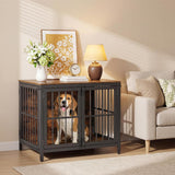 Heavy Duty Dog Crate Furniture, 31.5" Wooden Indoor Kennel with 3 Doors
