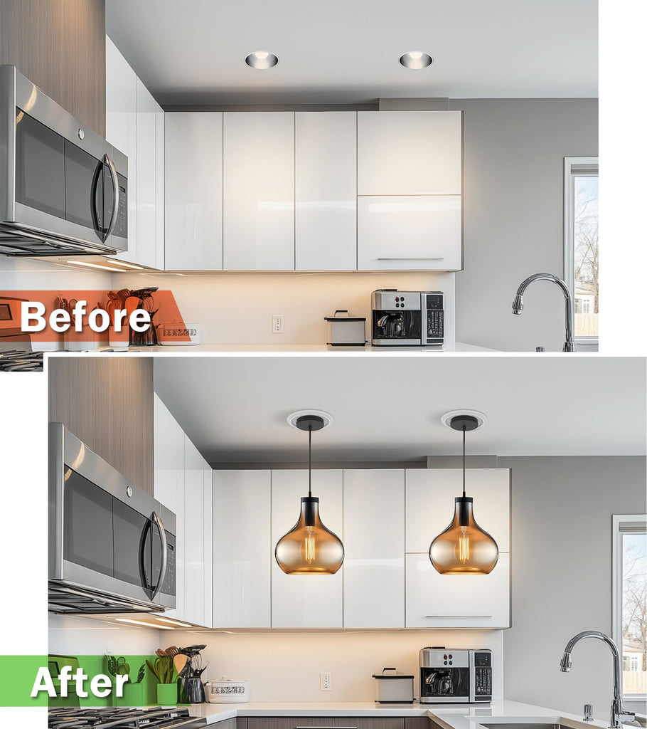 5" and 6" Recessed Can Light Conversion Kit, Light Fixture Upgrade, Pendant Light, Fan Compatible, Includes 73⁄4 Inch
