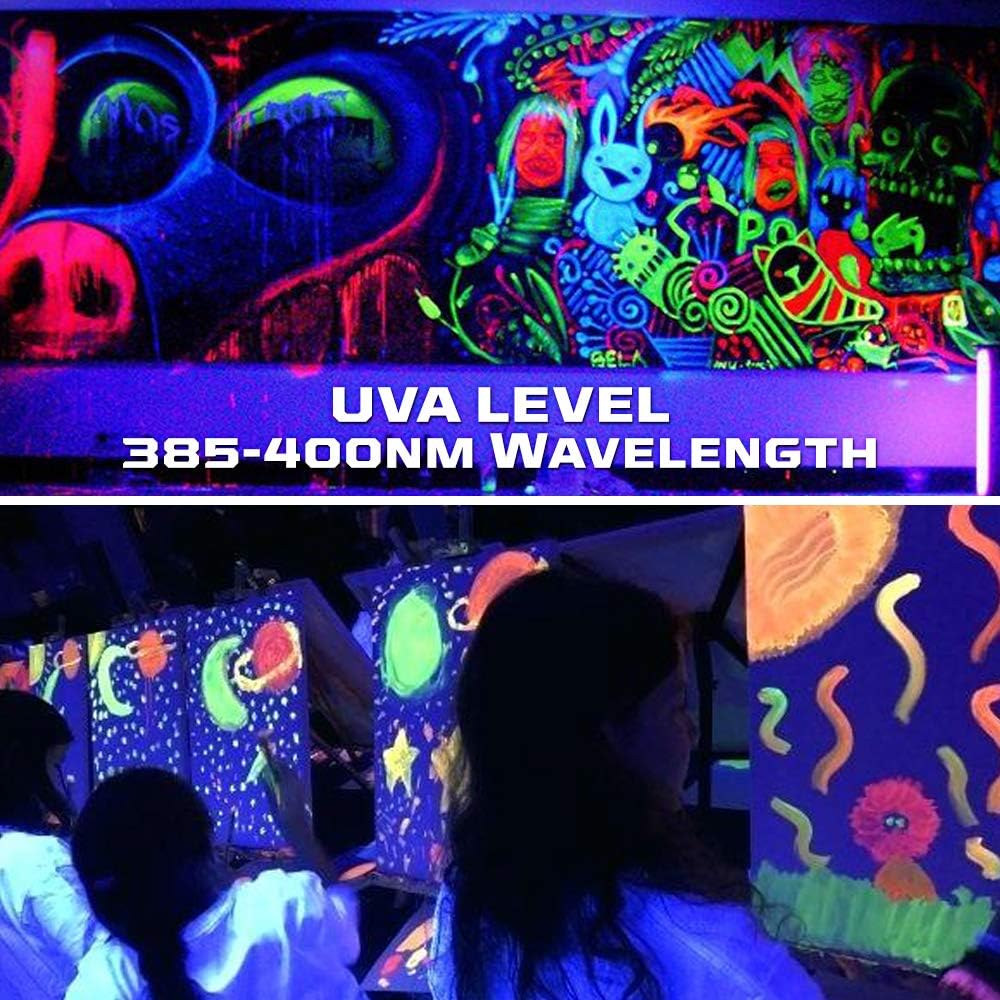 2 Pack LED Black Light Bulb, 6W E12 Candle Blacklight Bulb Level 385-400nm, Body Paint, Glow in The Dark Party E12