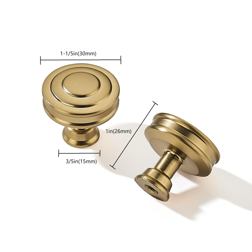 20 Pack 1-1/4 Inch(32mm) Champagne Bronze Round Cabinet Knobs Heavy Duty Soild Satin Brass Cabinet Knobs Kitchen