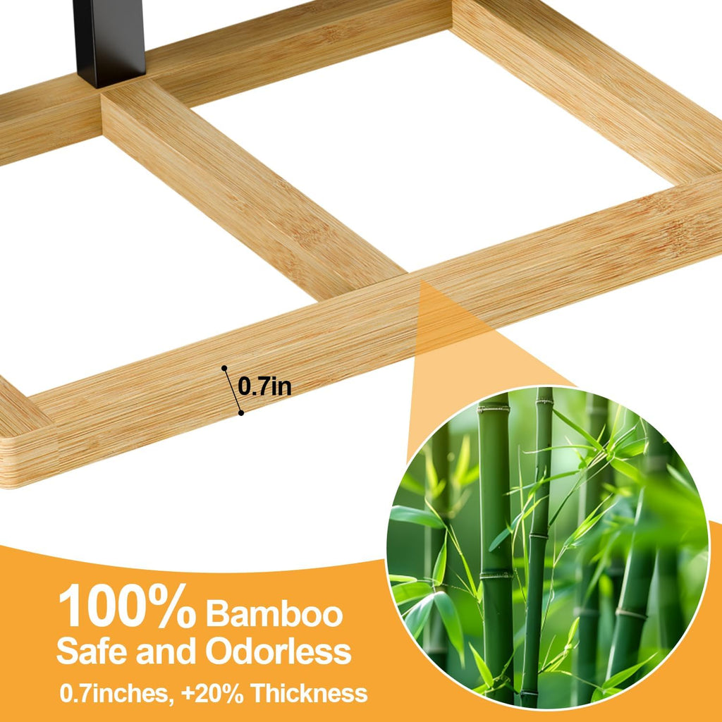 Bamboo Raised Dog Bowl, Elevated Dog Bowl, 5-Height Adjustable