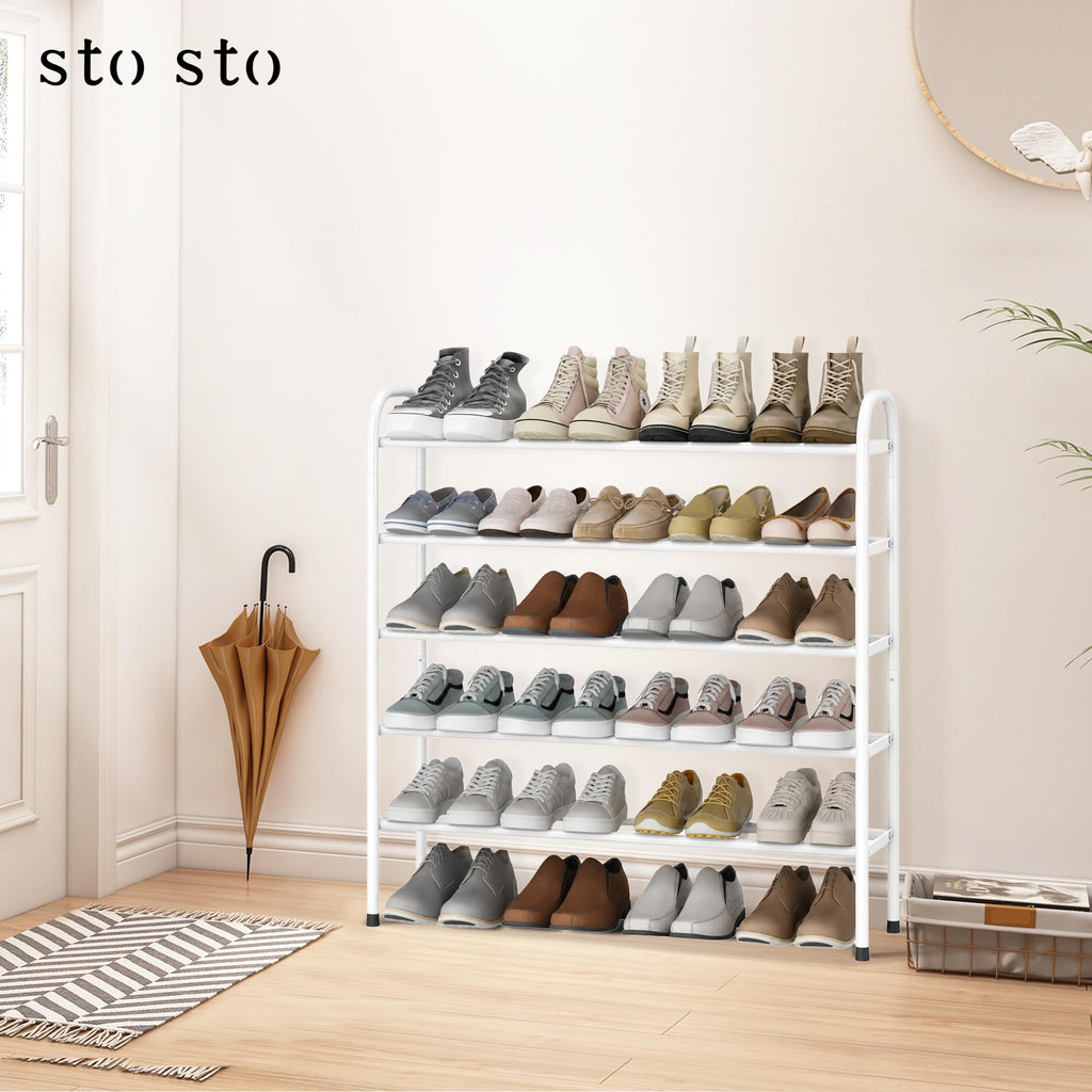 5-Tier Expandable Shoe Rack for Closet, Entryway, 24 Pairs, White