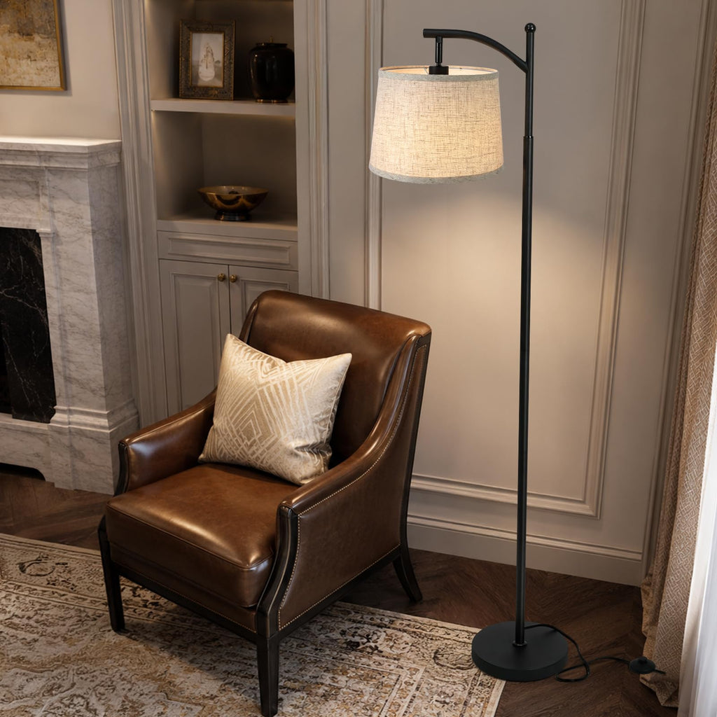 Black Arc Floor Lamp, 62.5" Tall Mid Century Modern Standing Lamp with Foot Switch & 3 Color Temperatures & Remote