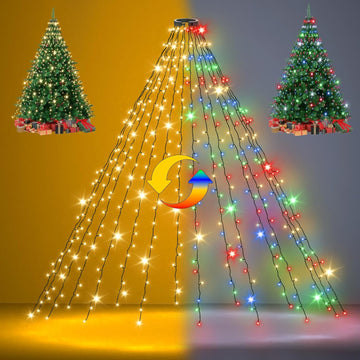 Tree Lights with Remote, 9.8ft 592LED Christmas Lights Color Changing 16 Lines Warm White & MultiColor 11 Modes