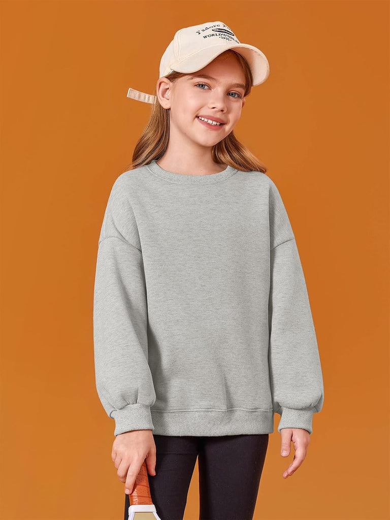 Girls Oversized Crewneck Sweatshirts Kids Fleece Pullover Tops
