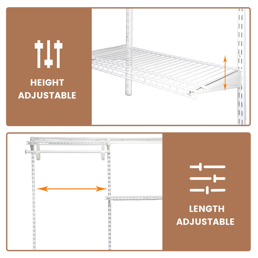 4-6 Ft Closet Organizer System, Adjustable Metal Wire White Closet System, Expandable Walk in Closet Organizers and