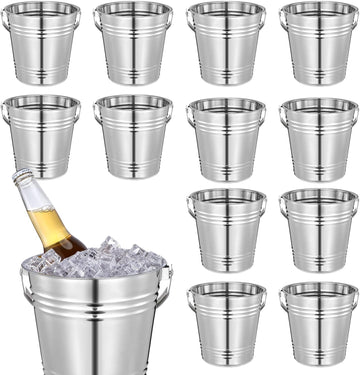 3.3 Qt / 3 L Champagne Ice Buckets Stainless Steel Ice Bucket with Handles,Drink and Wine Chiller Great Bar - Set of 10