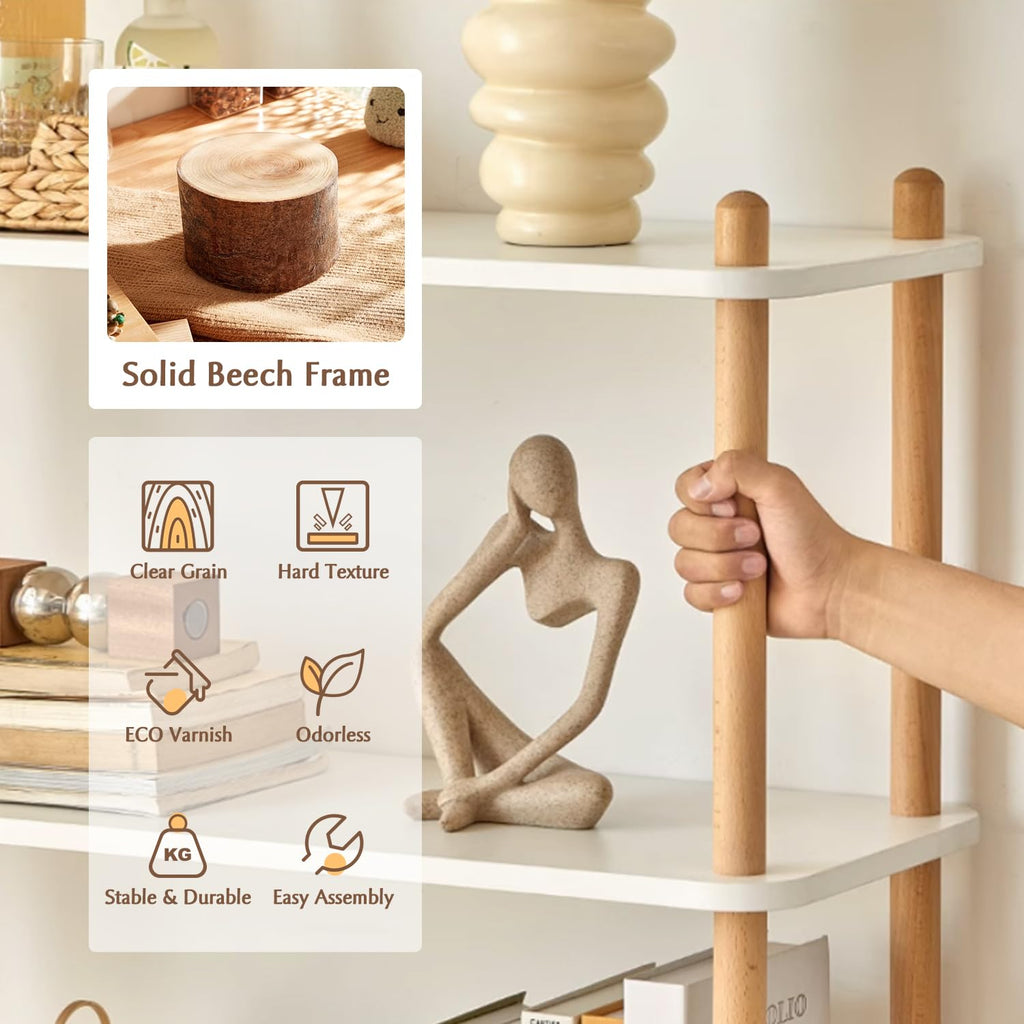 5-Tier Wooden Shelf Bookcase, Freestanding Open Bookshelf, Oak