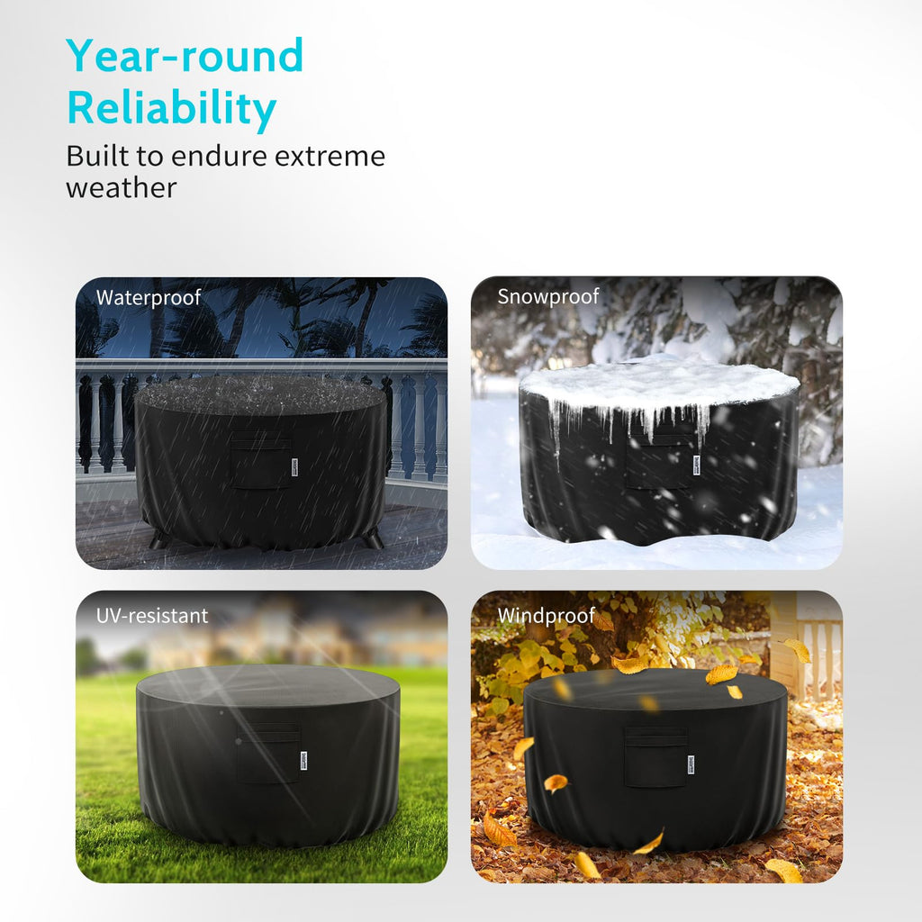 Fire Pit Table Cover Round Waterproof, Fit 30"D x 12"H Firepit