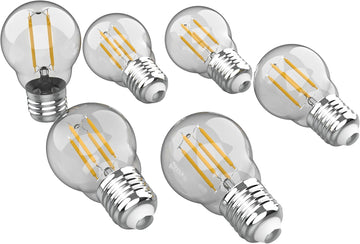 4W LED Edison Light Bulbs Round Clear Glass E26 Base, Pack of 6