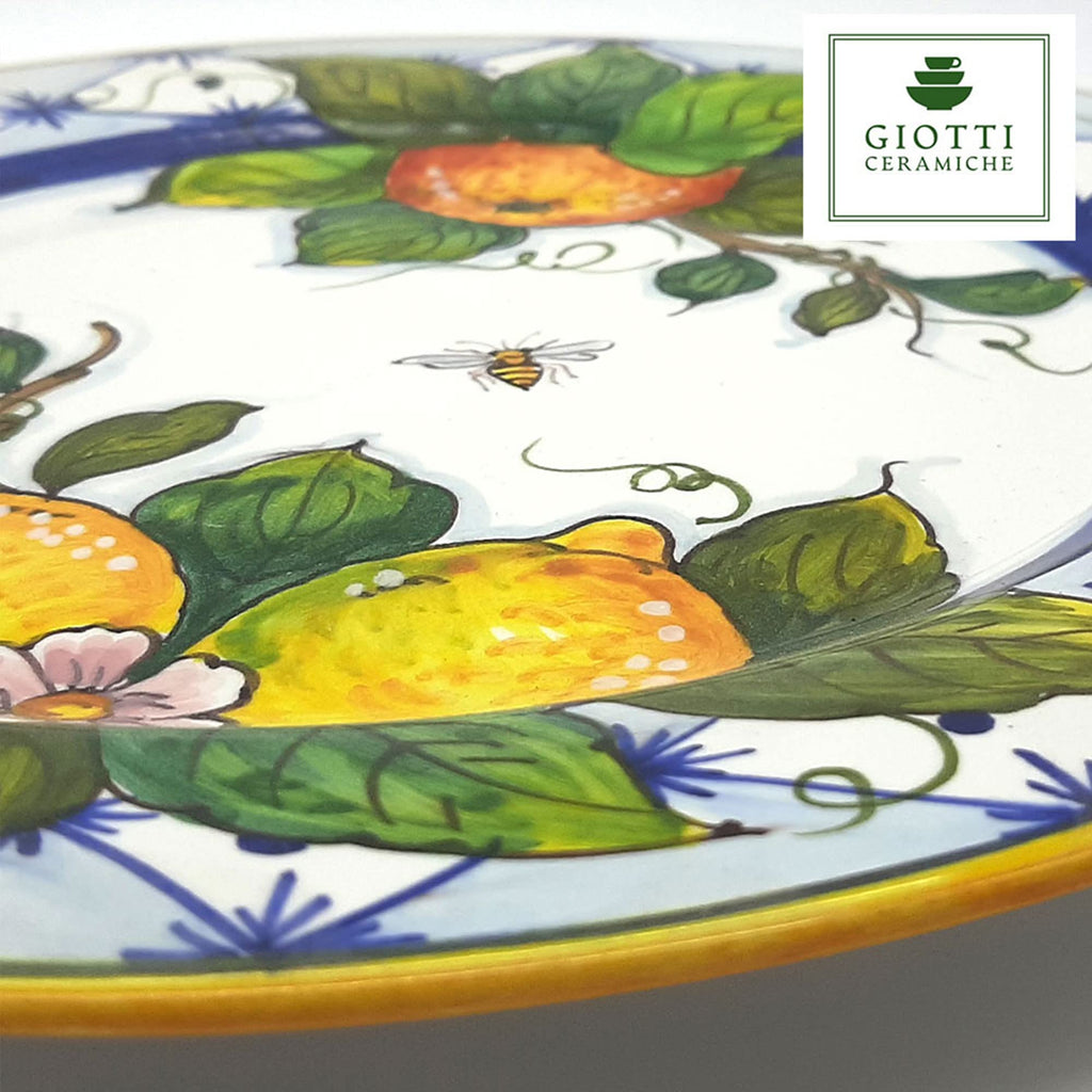 Hand-Painted Italian Ceramic Dinnerware Set - Service for 4 - Vibrant Ischia Lemon Design - Authentic Tuscan Pottery