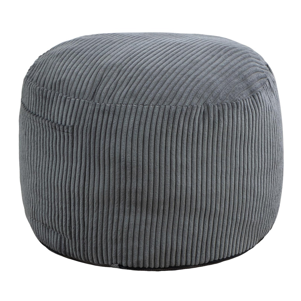Round Stuffed Pouf Ottoman (Gray, 26" D x 26" W x 18" H)