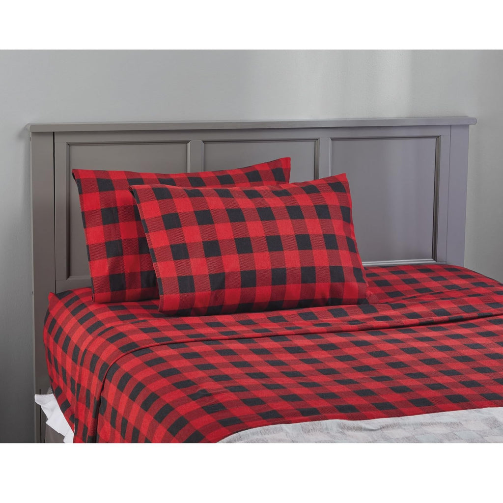 Cotton Flannel Sheet Set, 100% Cotton Brushed Flannel Bedding with Flat Sheet, Fitted Sheet, & Pillowcases, Fits