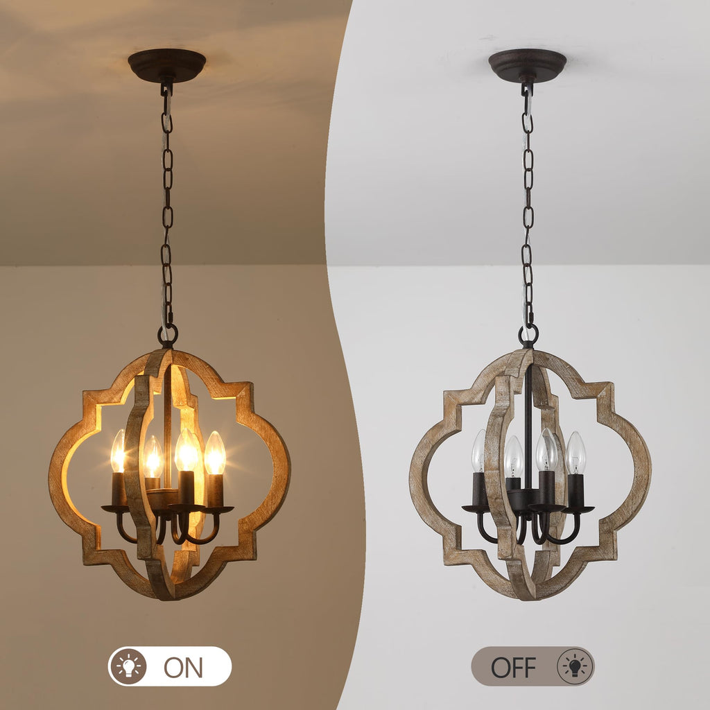 16 Inch Wood Farmhouse Chandelier