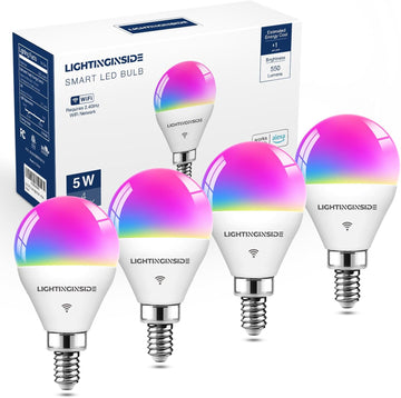 E12 Smart Light Bulbs Work with Alexa/Google Home, 4PCS