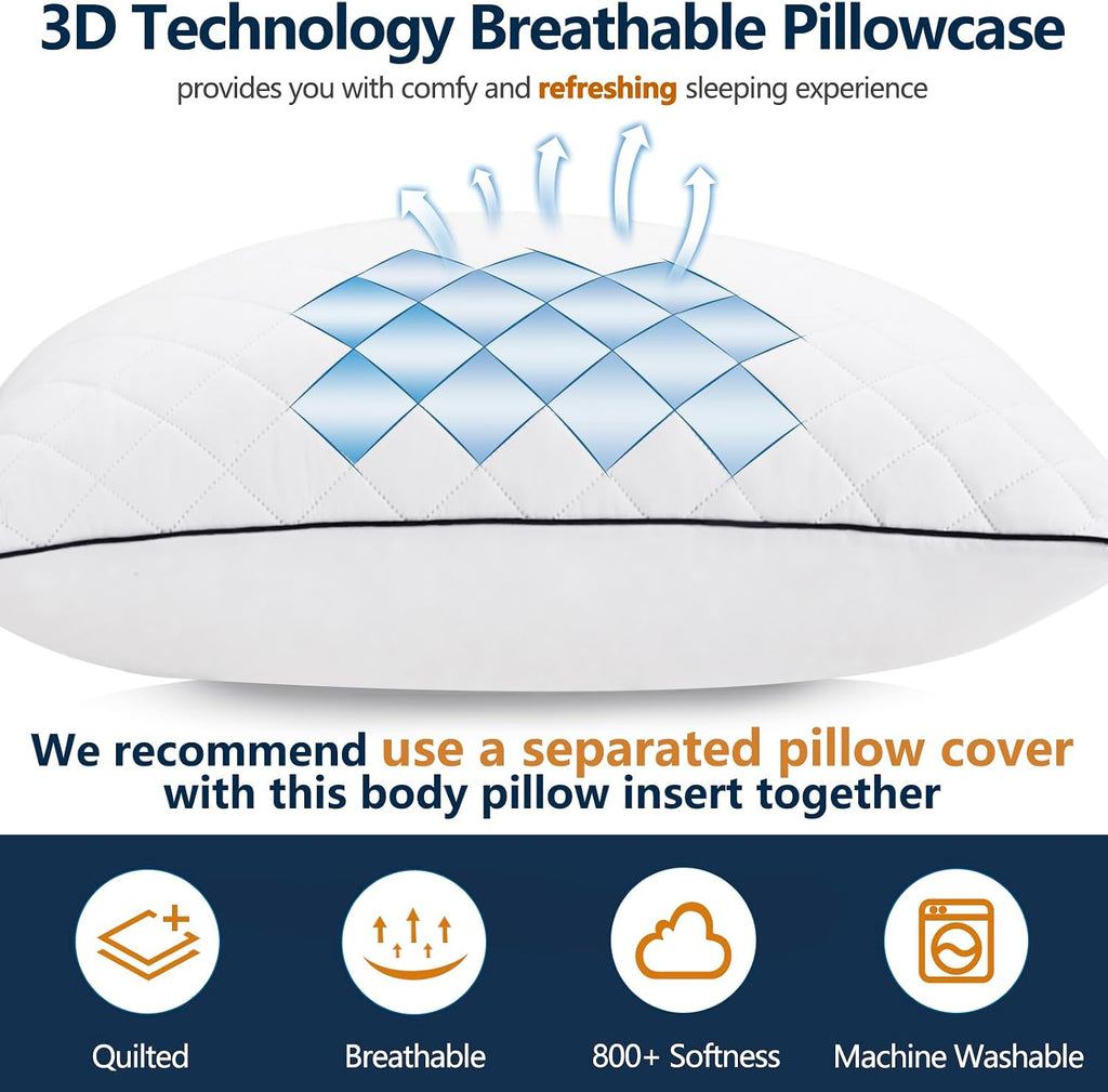 Body Pillow, Memory Foam Body Pillows for Adults Sleeping, Long Pillow for Bed, Big Large Firm Full Body Pillow for