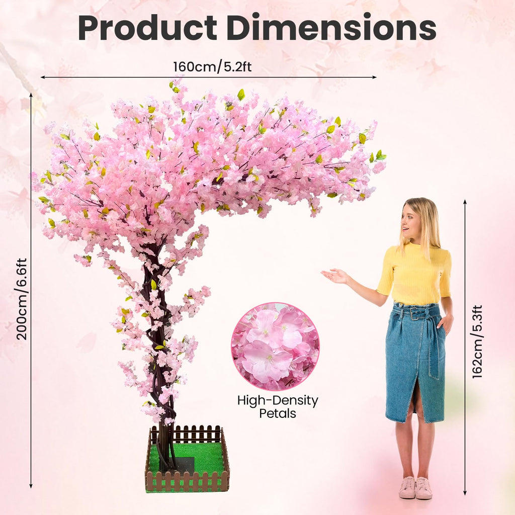 8.2FT Artificial Pink Cherry Blossom Tree, Faux Sakura Indoor Decor
