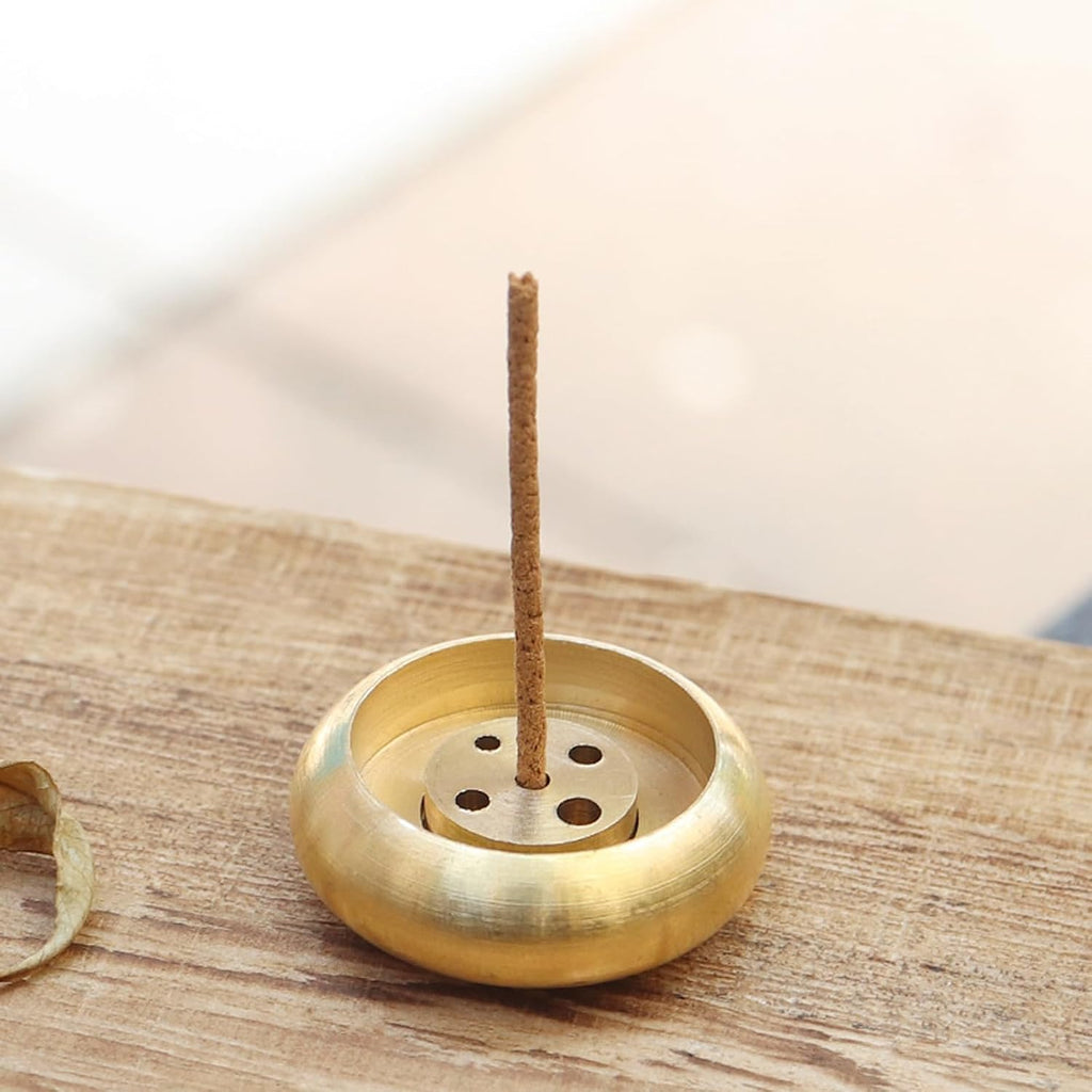 Brass Incense Burner Holder, Mini Copper Incense Stick Holder Gold Cone Incense Holder for Yoga Meditation - Set of 12