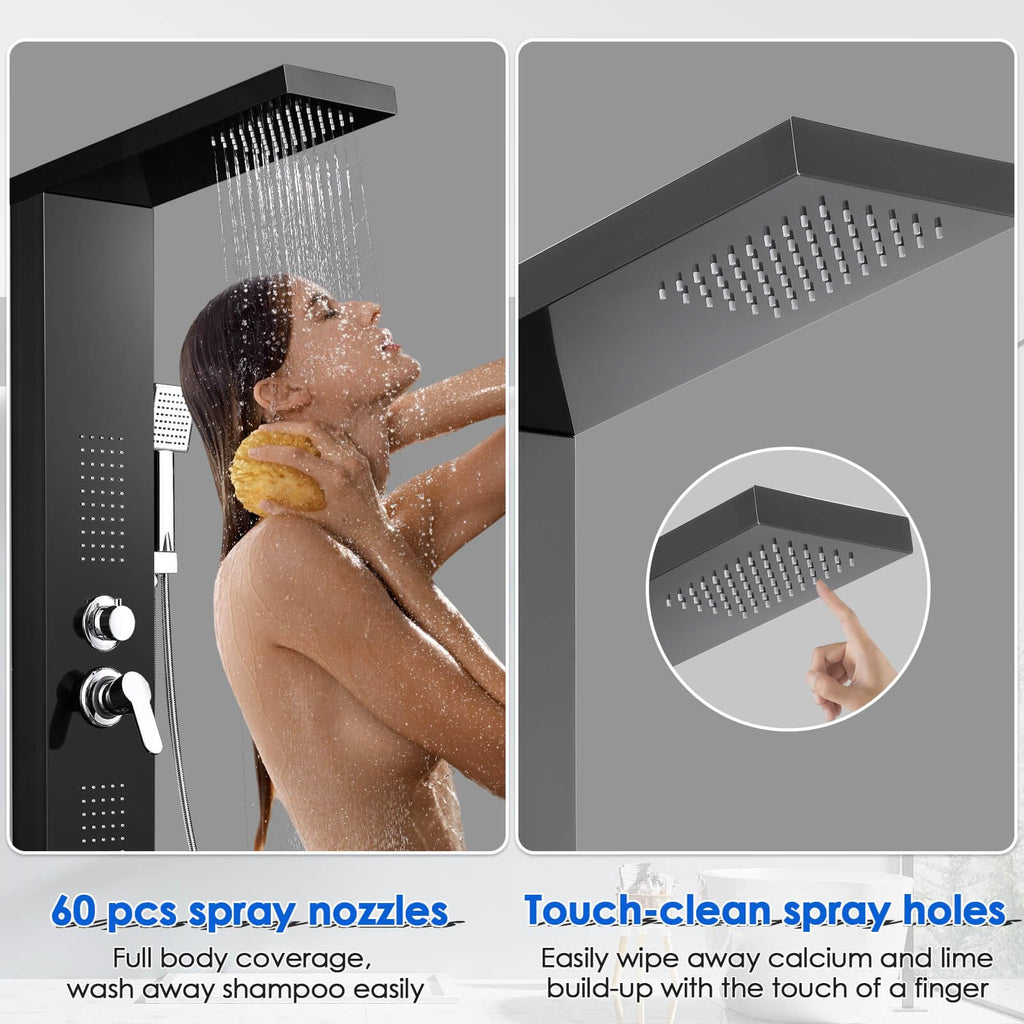 Shower Panel Tower System with 4 Shower Modes, 46.5", No Led Lights
