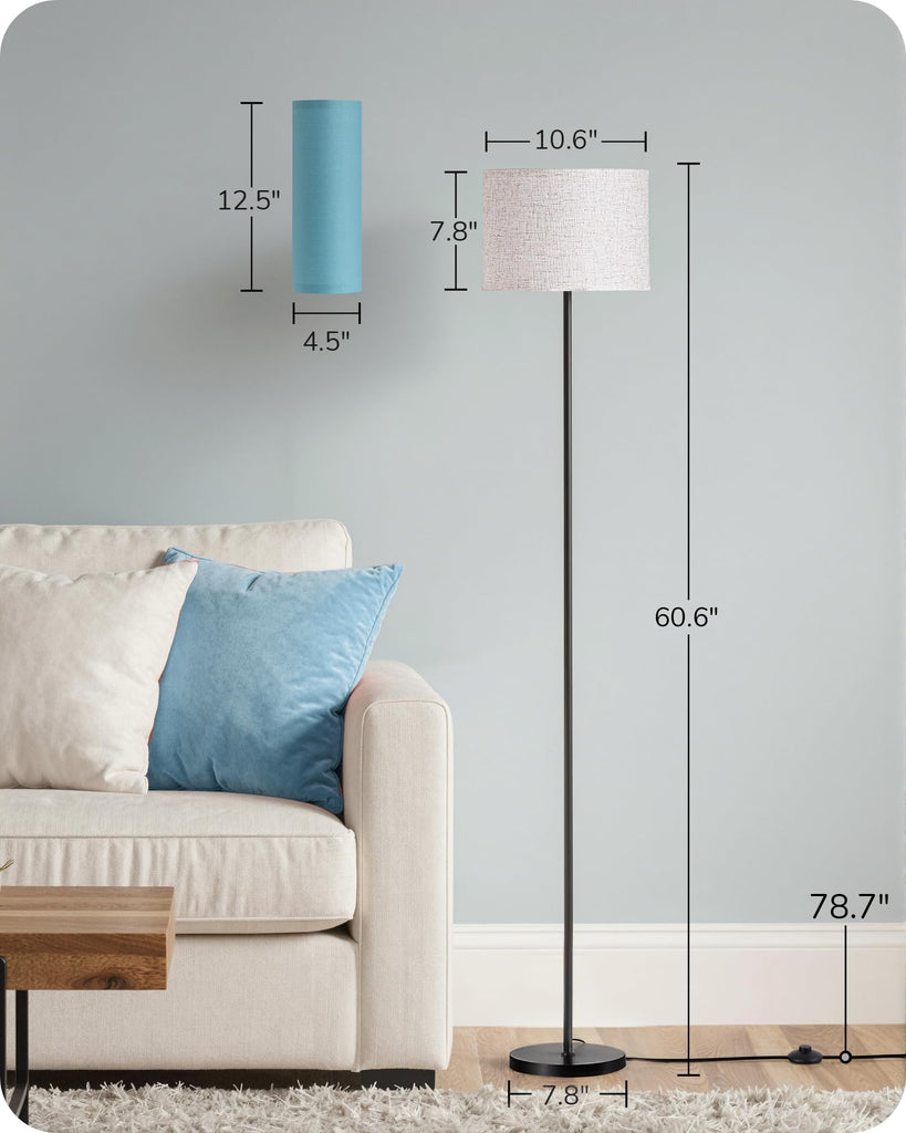 2 Lampshades Modern Floor Lamps Blue