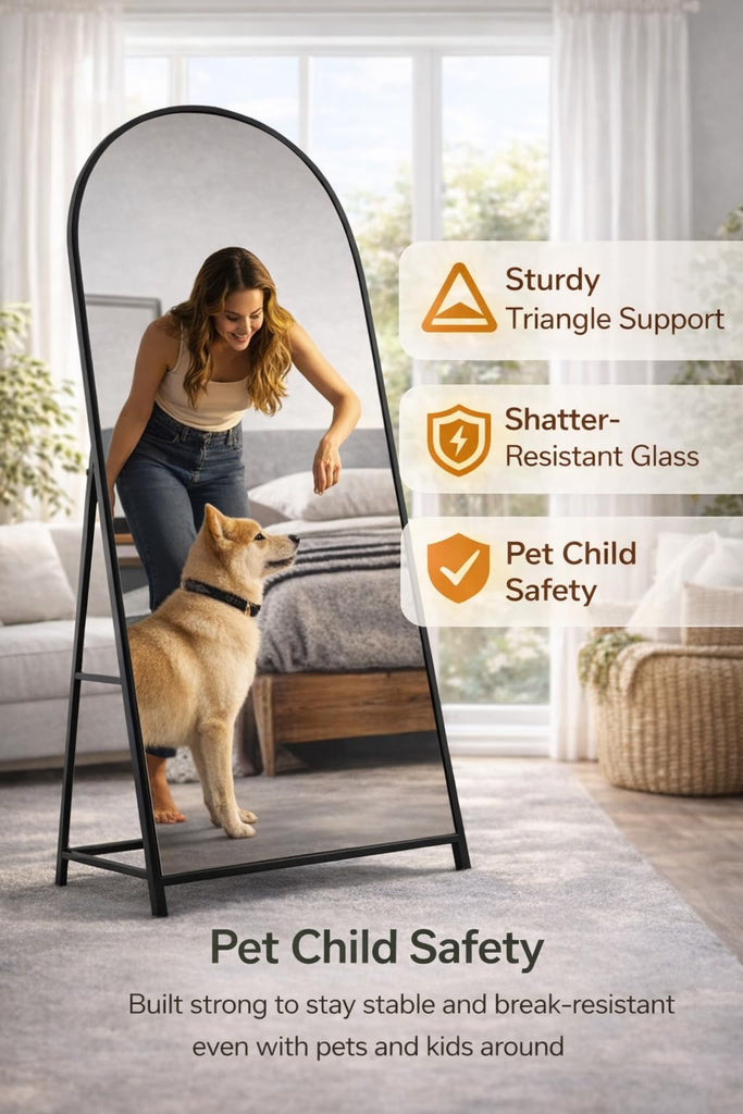 76"x34"Floor Mirror Full Length,Arched Full Length Mirror with Stand,Full Body Mirror,Hanging or Large Leaning Living