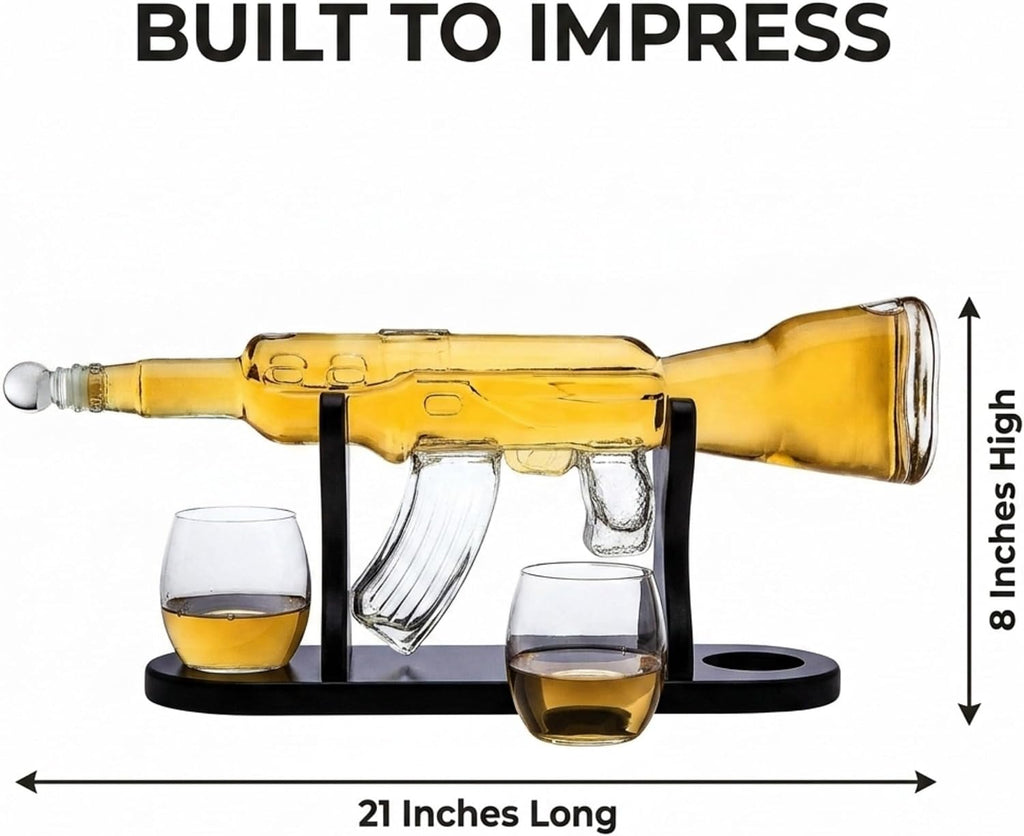 Gifts for Dad, Whiskey Gifts for Men, Whiskey Decanter Rifle with 2 Whiskey Glasses, Whiskey Decanter Set for Liquor