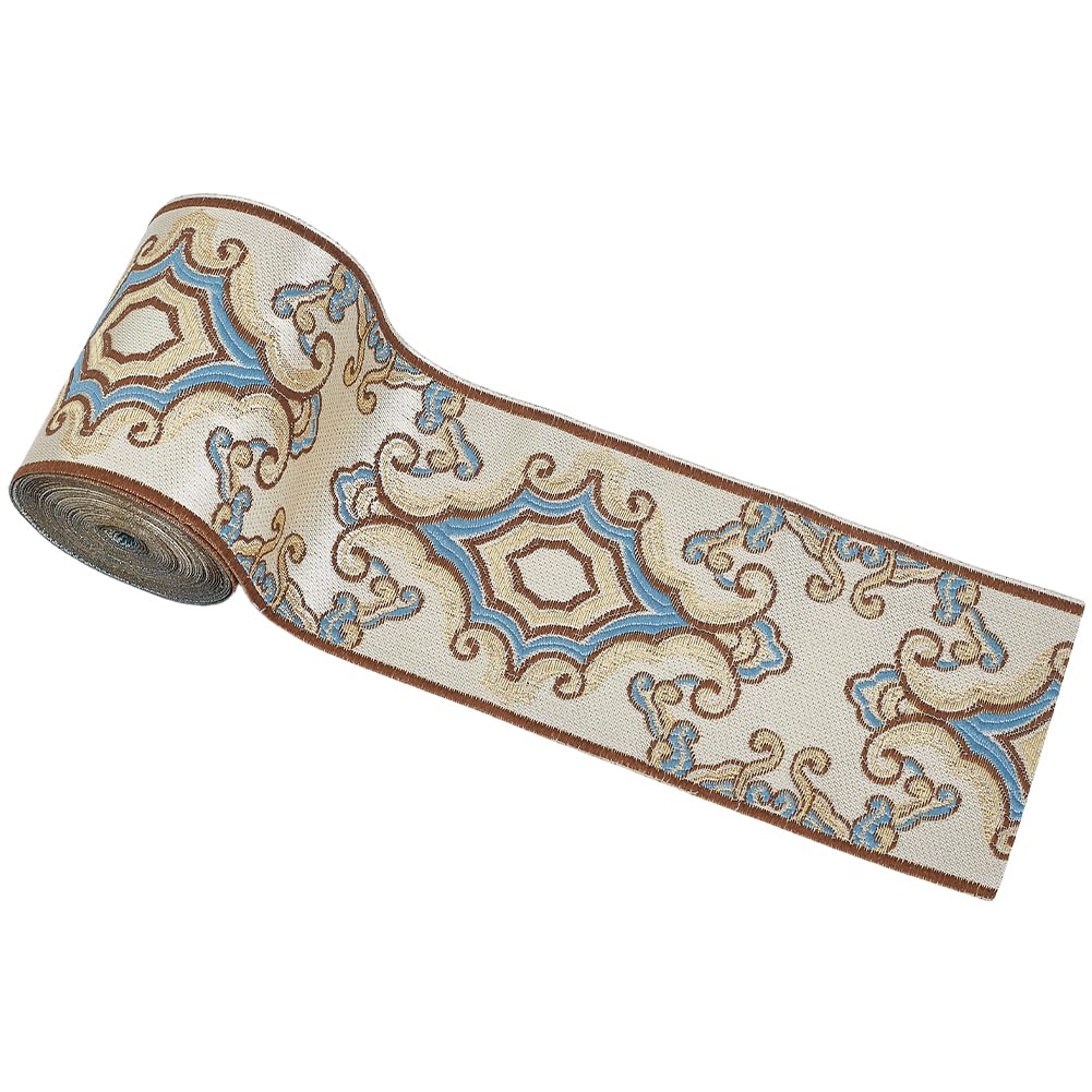 Ethnic Jacquard Ribbon Trim 3-1/2 inch Wide Boho Polyester Embroidered Woven Ribbon Trim Applique for DIY - 5.5 Yards