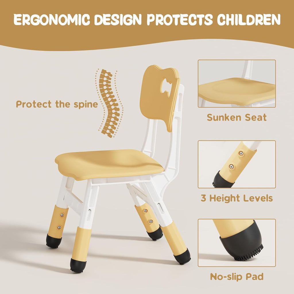 Adjustable Toddler Table and Chair Set, 31.5" L x 23.6" W Beige