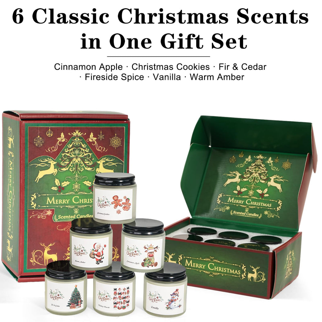 Christmas Scented Candles, 6 Pack Soy Set